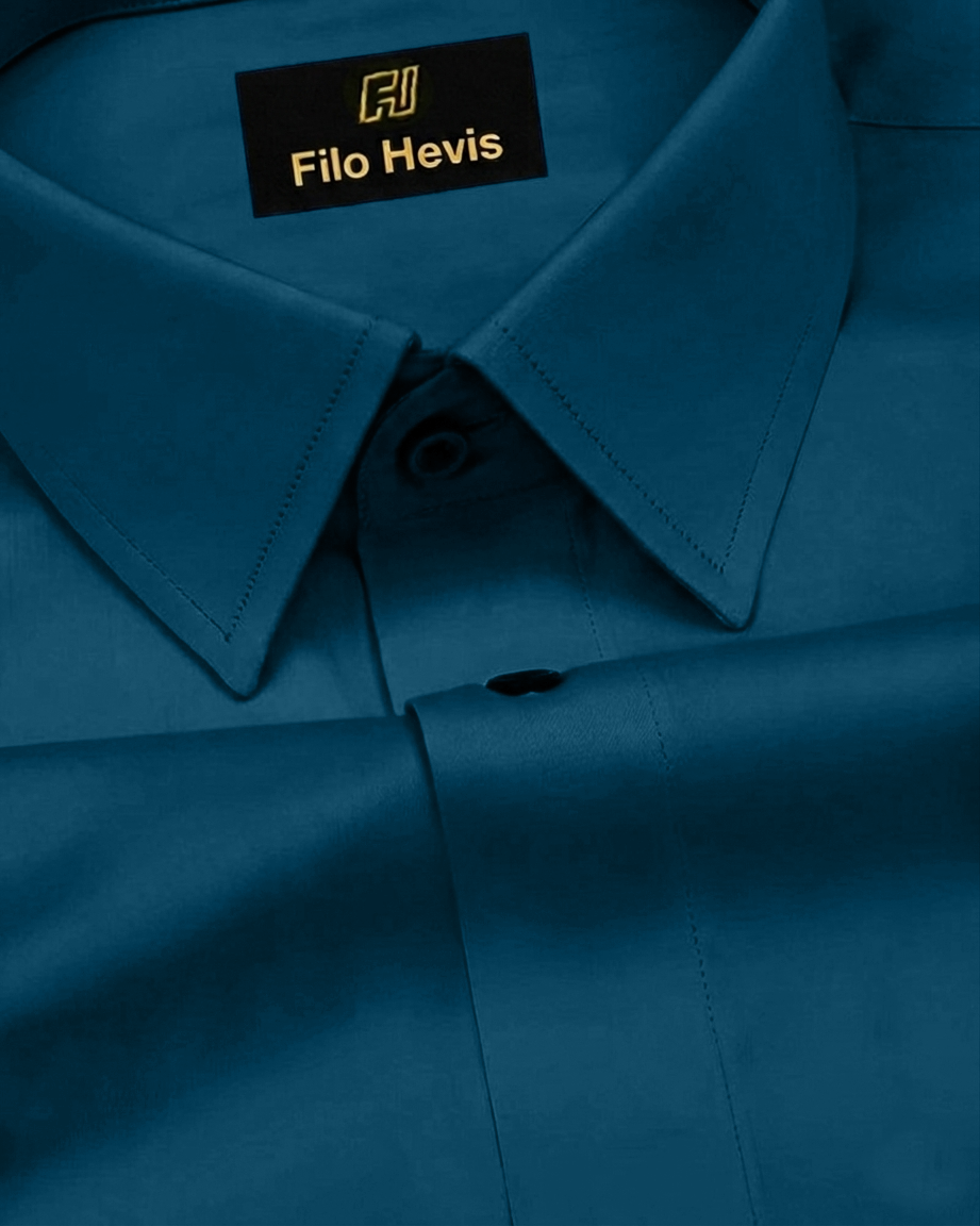 teal mens dress shirt Platinum Cotton Satin Formal Shirt for Men - with Pocket