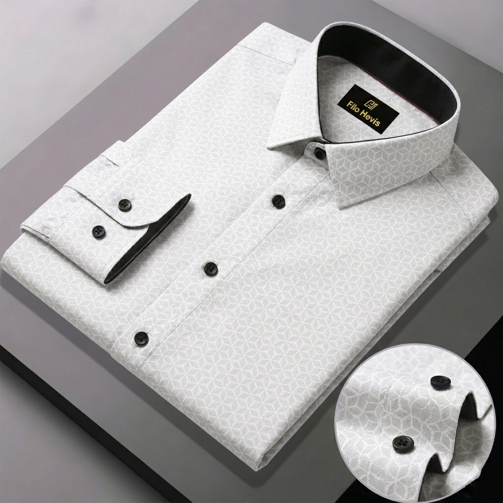 Print Shirt for Men | Smart Regular Fit | White