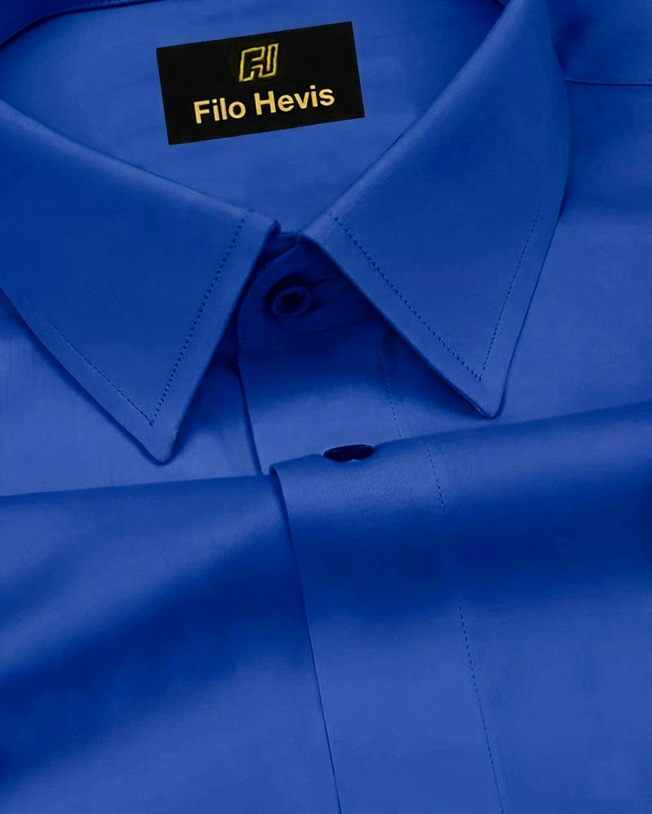 Platinum Cotton Satin Formal Shirt for Men - with Pocket | Royal Blue Platinum Cotton Satin Formal Shirt for Men - with Pocket | Royal Blue