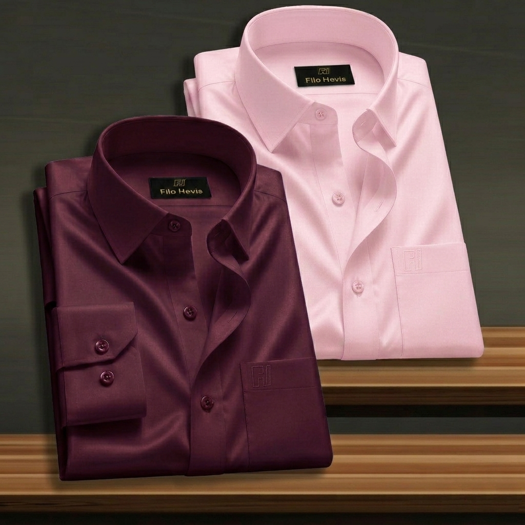 Combo of 2 Formal shirts Light Pink & Wine Colour