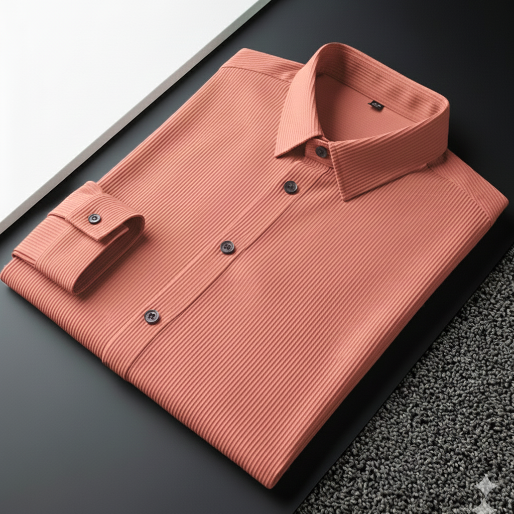 Corduroy Casual Shirts for Men Blended Fabric - Peach