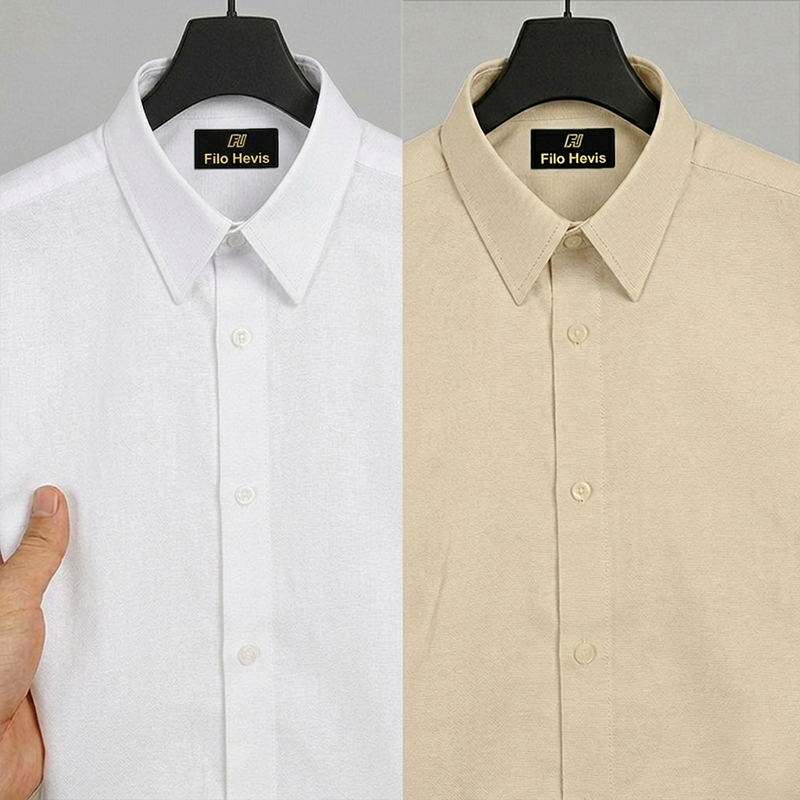 Combo of 2 Filafil Fabric Regular Fit Formal Shirts – White & Cream (Single Pocket)