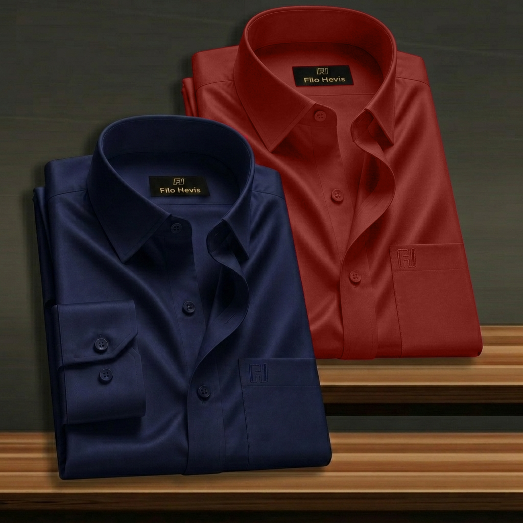 Combo of 2 Formal shirts Navy Blue & Maroon Colour