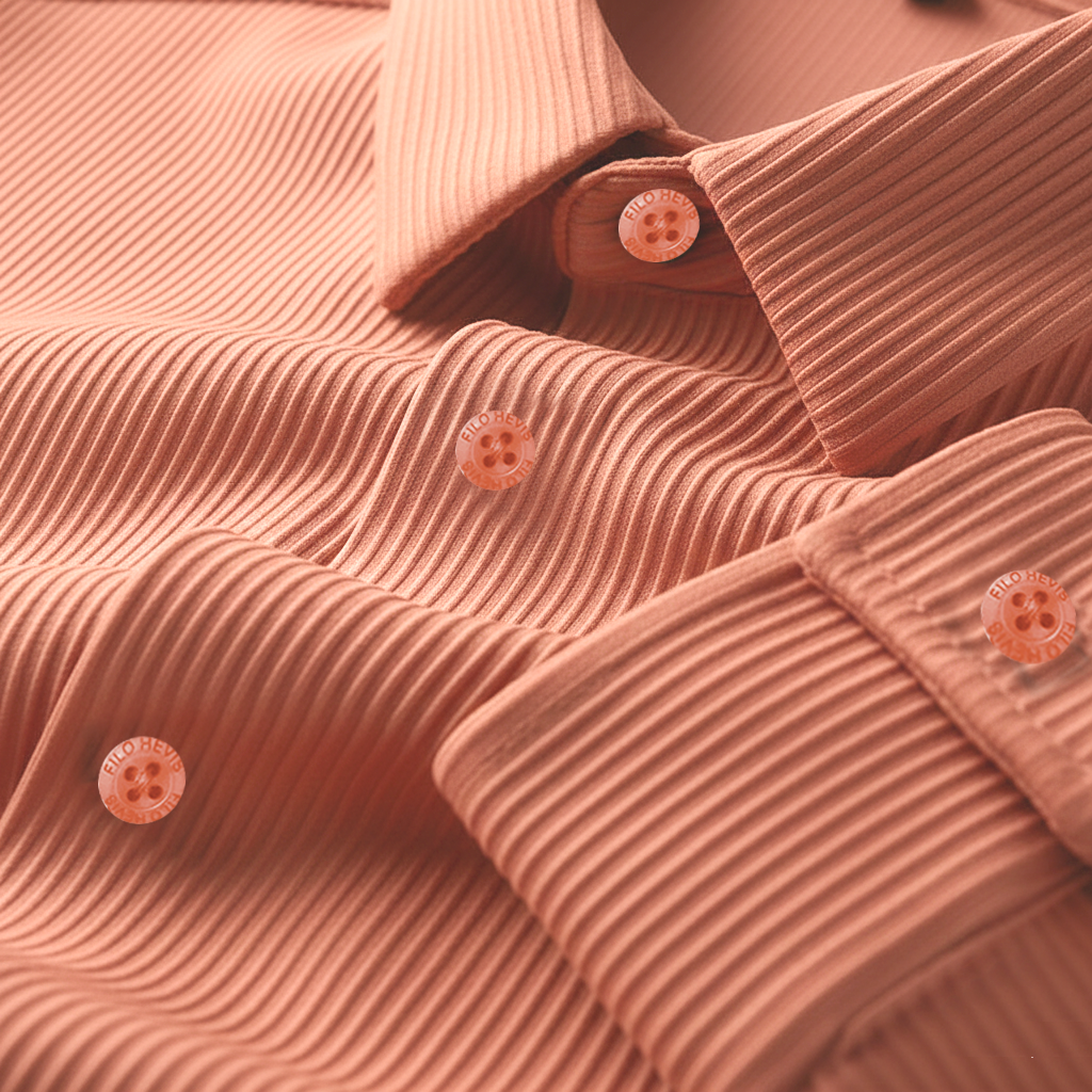 Self Cord Casual Shirts for Men Blended Fabric - Peach