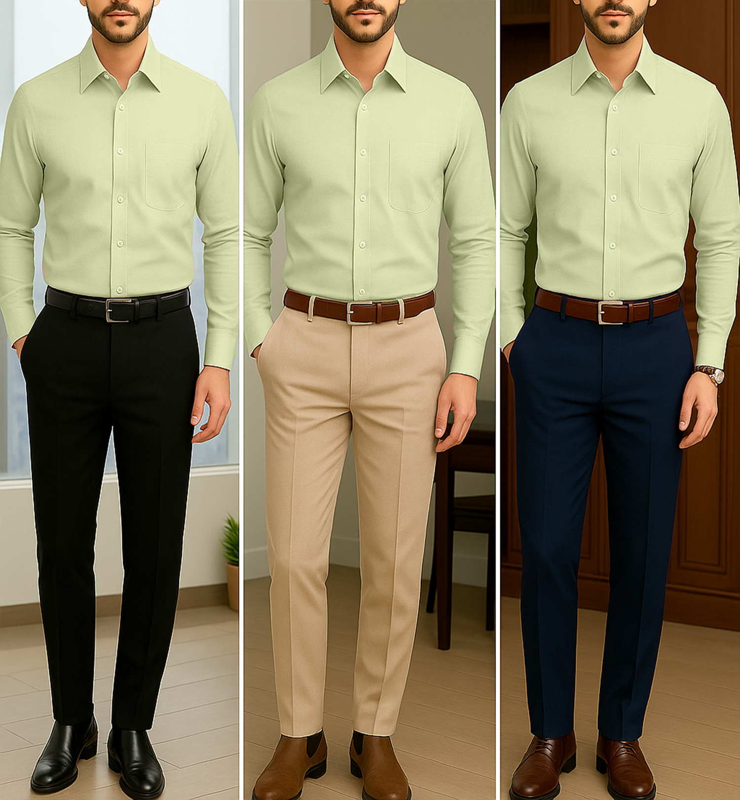 Filafil Fabric Regular Fit Single Pocket Formal Shirt Full Sleeve -Light pastel green