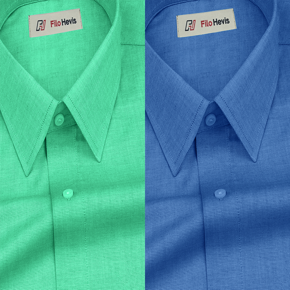 Combo of 2 Filafil Fabric Regular Fit Formal Shirts – Green & Blue (Single Pocket)