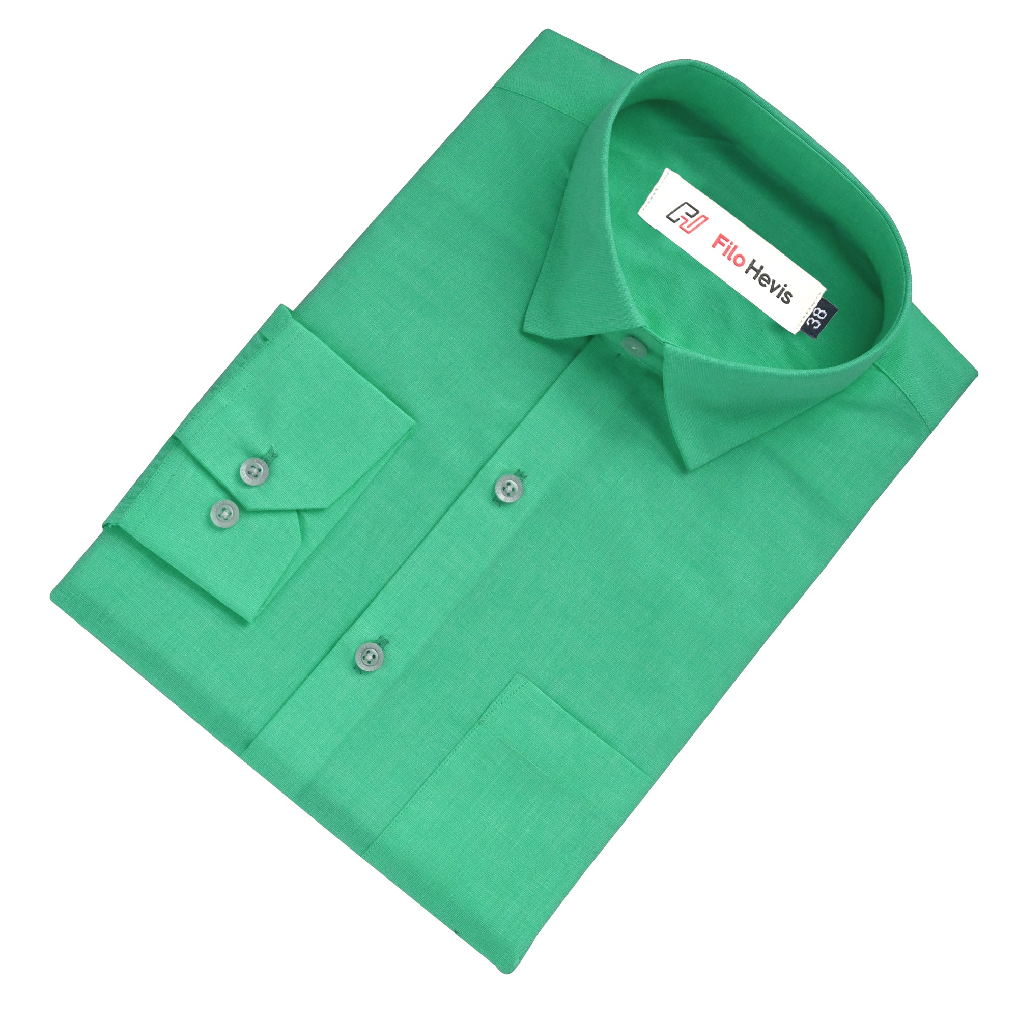 Filafil Fabric Regular Fit Formal Shirt Full Sleeve -Green