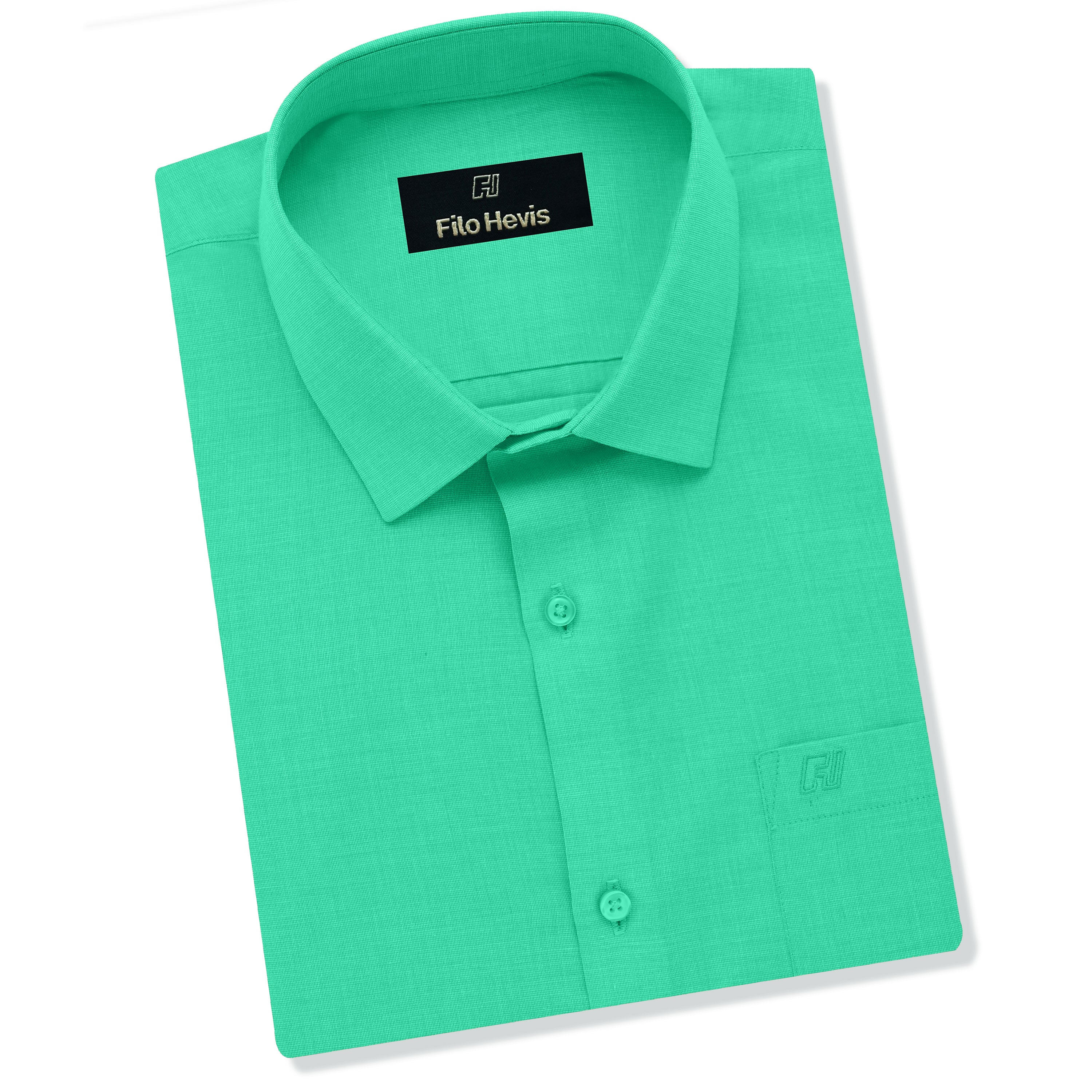 Filafil Fabric Regular Fit Single Pocket Formal Shirt Full Sleeve -Green