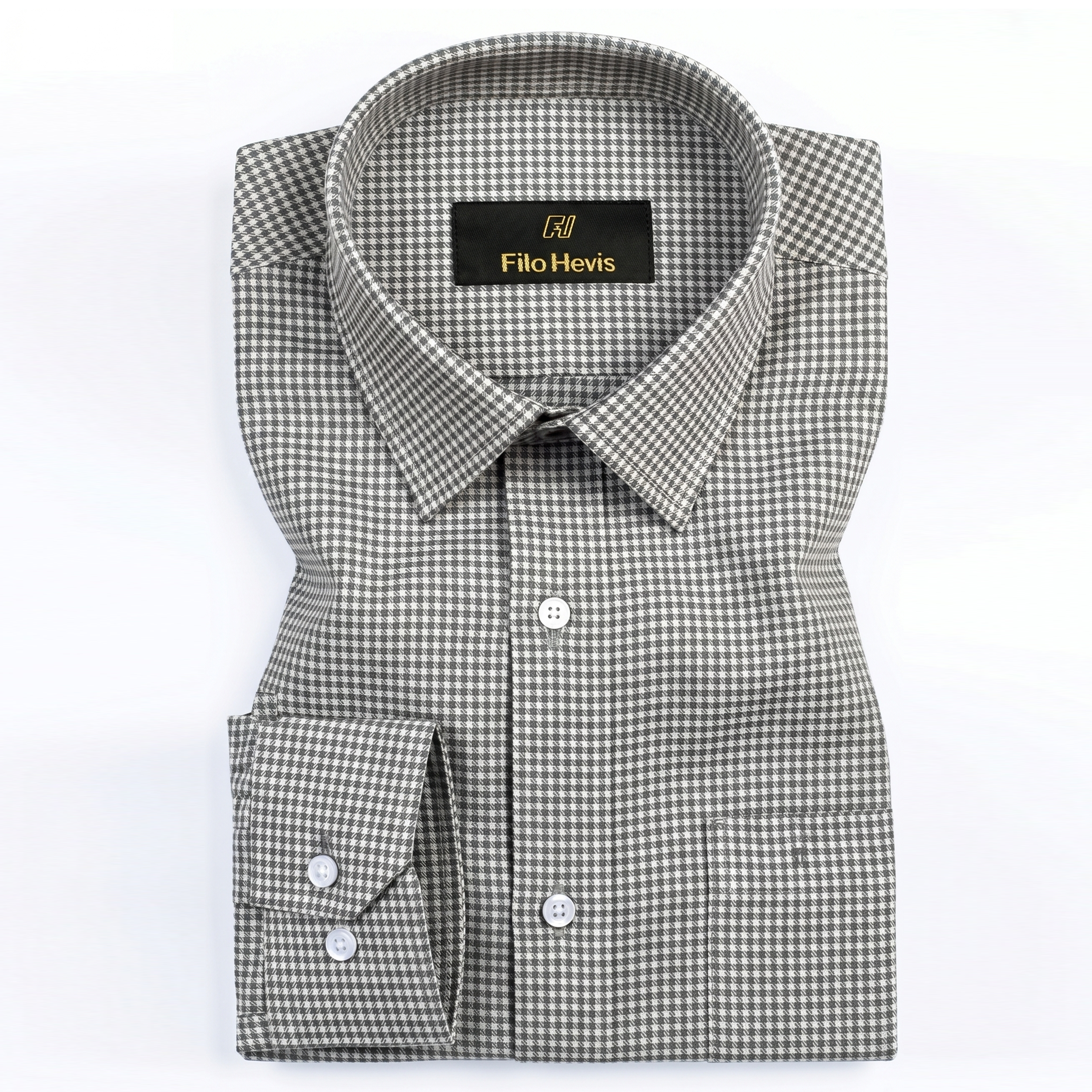Men's Cotton Check Shirt-Grey, Regular Fit, All-Day Comfort