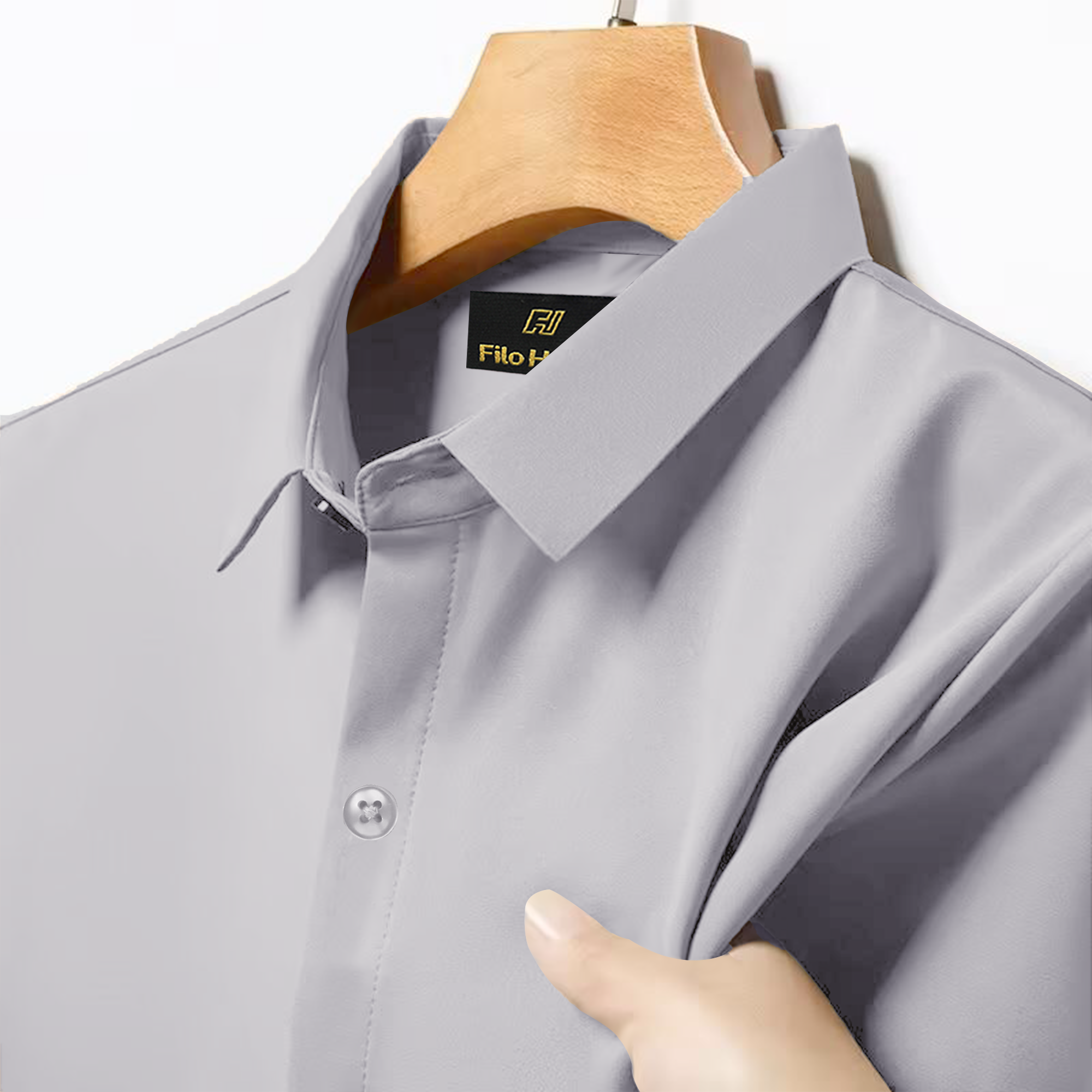 Japanese Lycra Premium Stretch Shirt–Lavender Mist | Ultra-Smooth Formal Fit | Light Grey