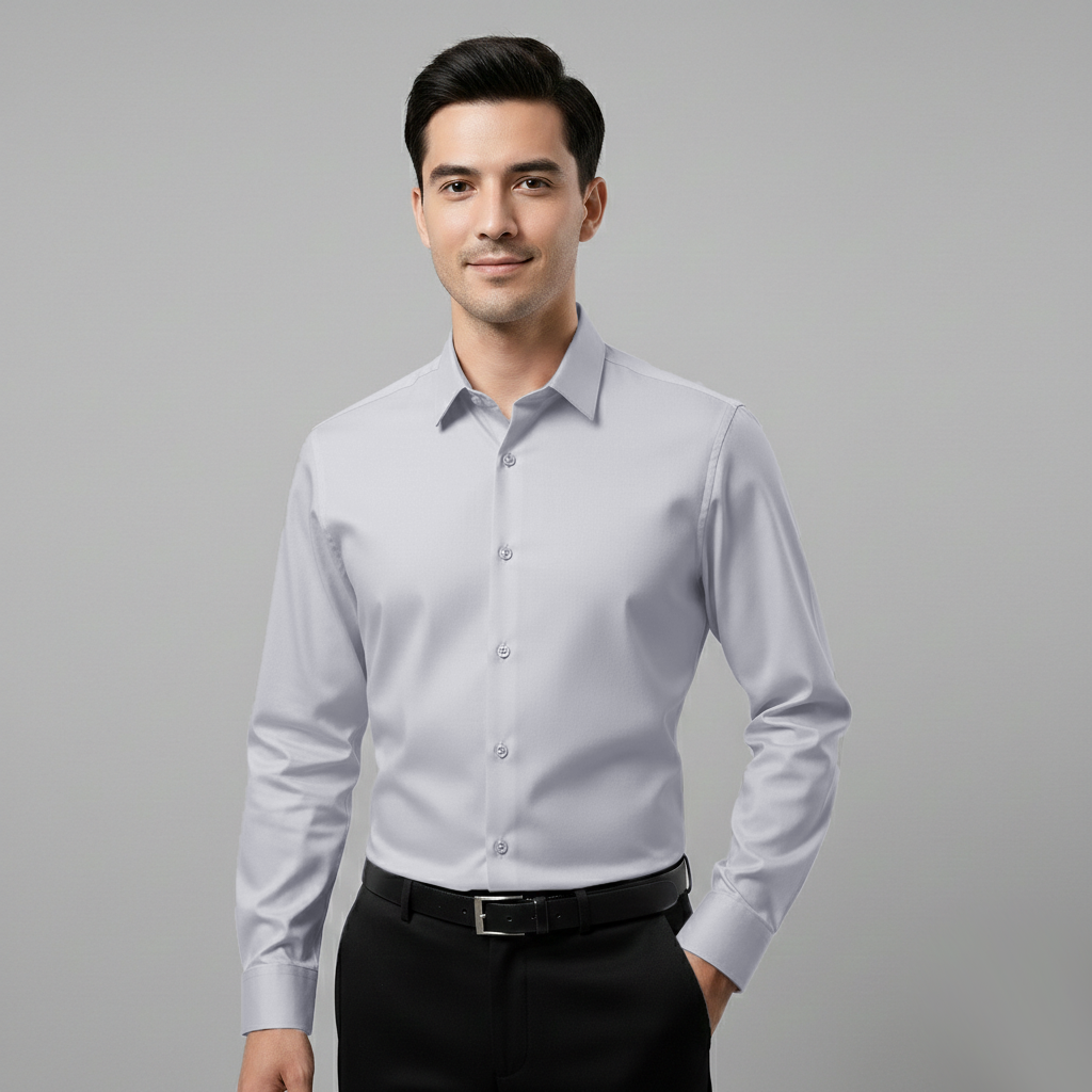 Japanese Lycra Premium Stretch Shirt–Lavender Mist | Ultra-Smooth Formal Fit | Light Grey