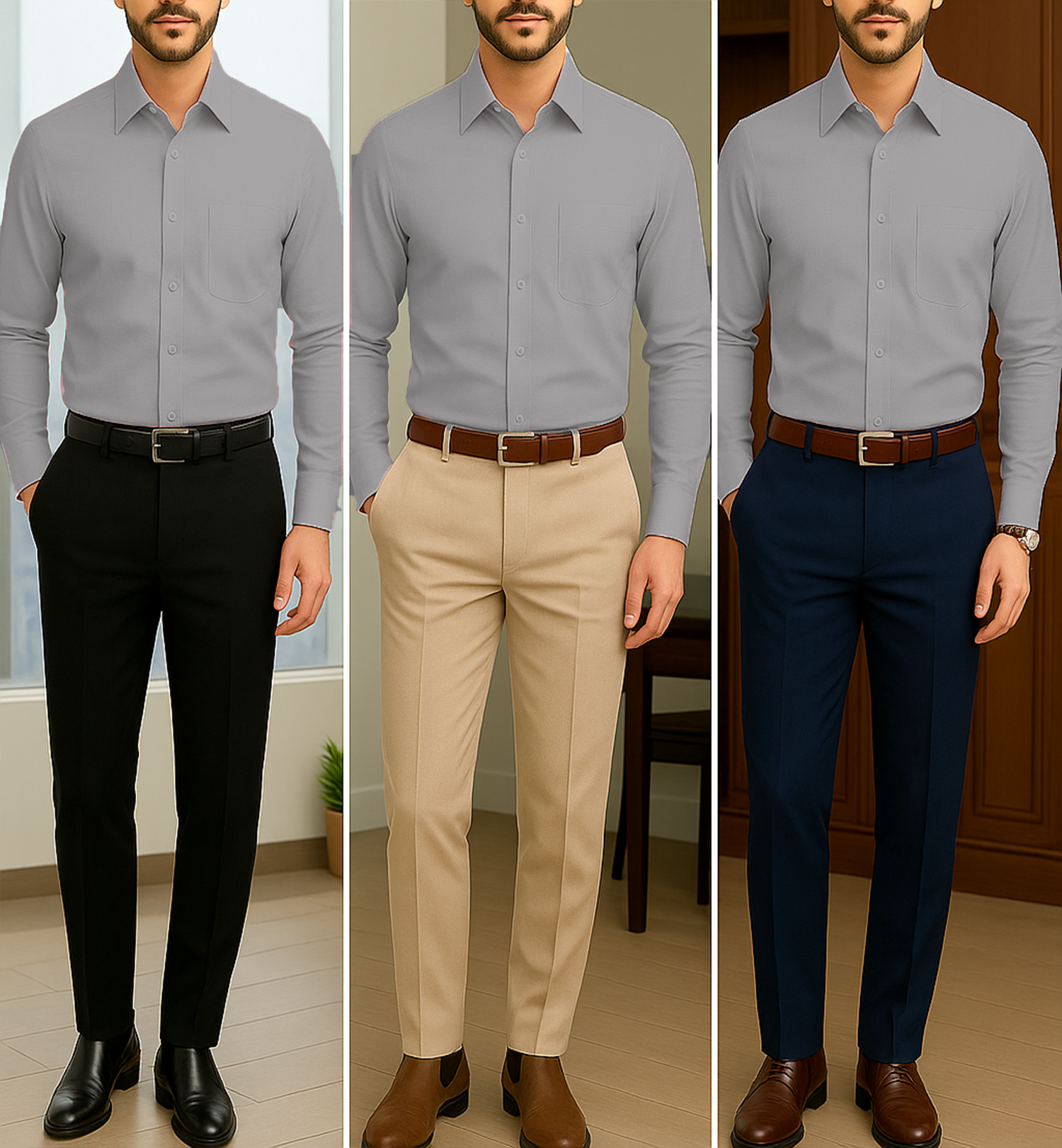 Filafil Fabric Regular Fit Single Pocket Formal Shirt Full Sleeve - Grey