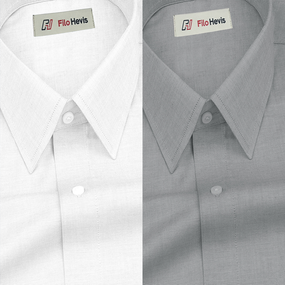 Combo of 2 Filafil Fabric Regular Fit Formal Shirts – White & Grey (Single Pocket)