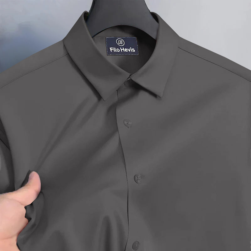 Men's Satin Lycra formal  Full Sleeve Shirt Dark Grey