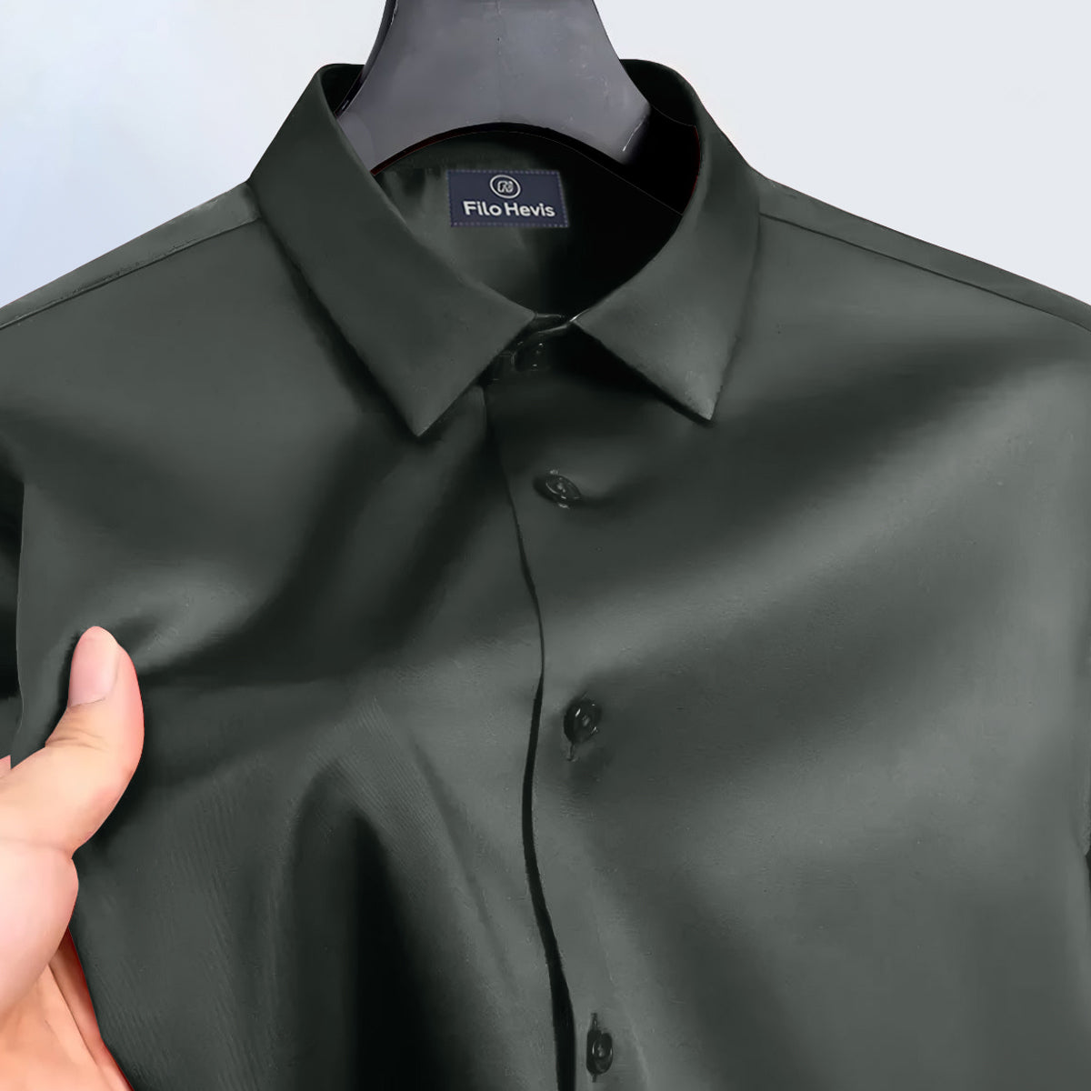 Men's Satin Lycra formal  Full Sleeve Shirt Dark Grey