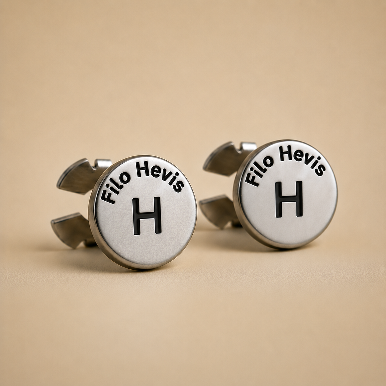 Filohevis Personalised Silver Initial Cufflinks – H | Engraved Letter Unisex Metal Cufflinks | Formal Shirt Accessory (1 Pair)