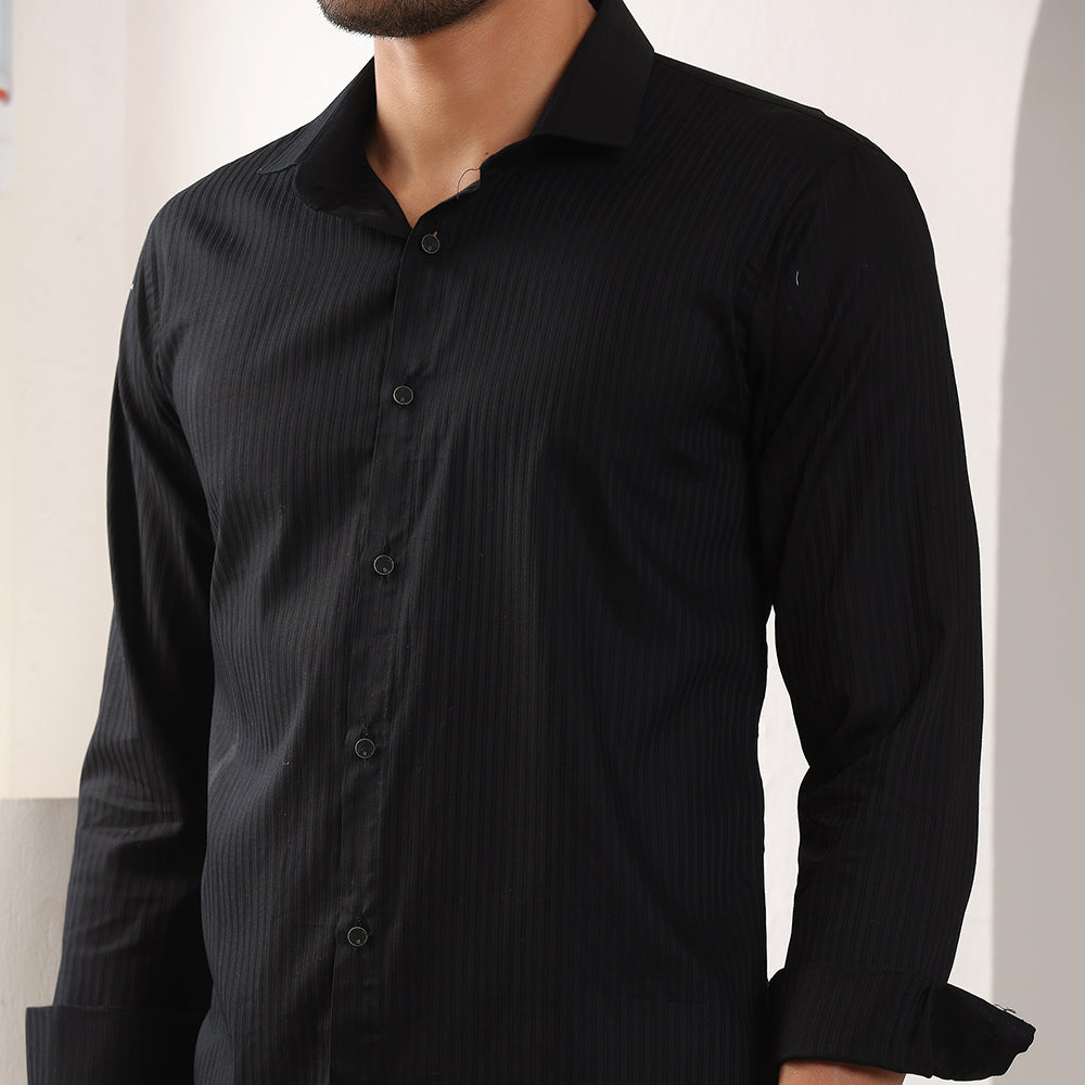 Self Stripes Formal Shirt Black color