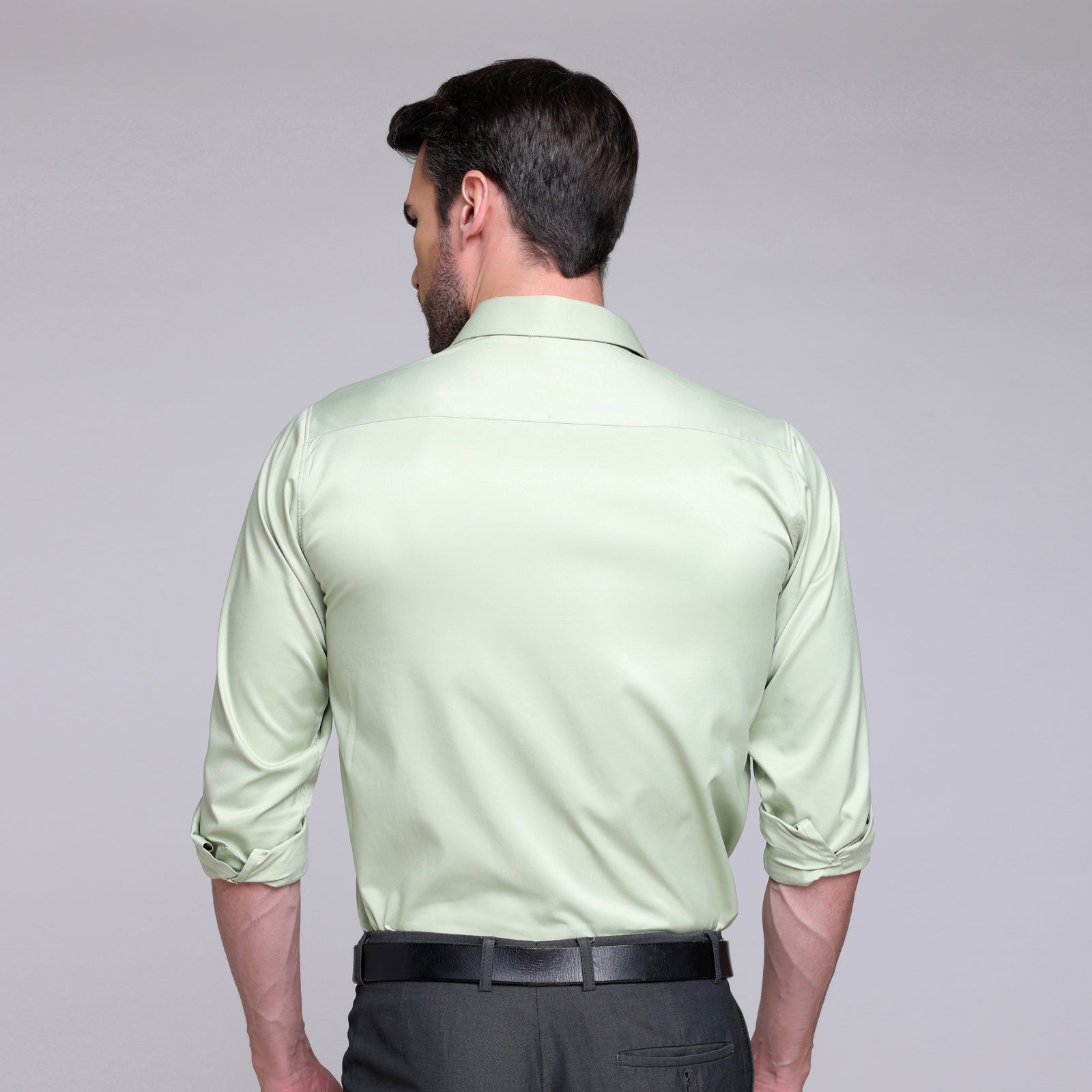 Premium Satin Lycra Formal Pista Mint Green Shirt