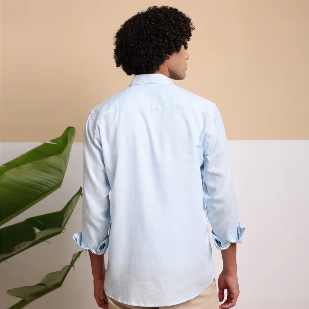 Men's Pure Linen Casual Shirt - Sky