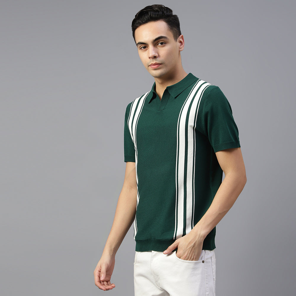 Green Knitted Lining Polo T-shirt
