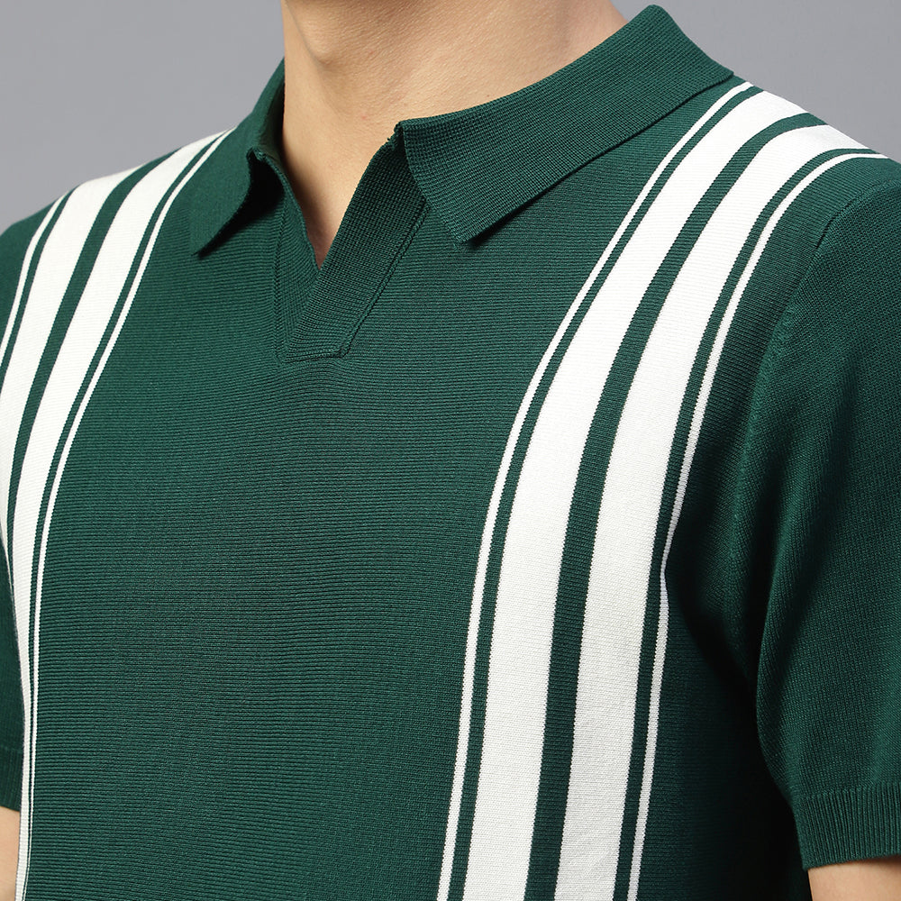 Green Knitted Lining Polo T-shirt