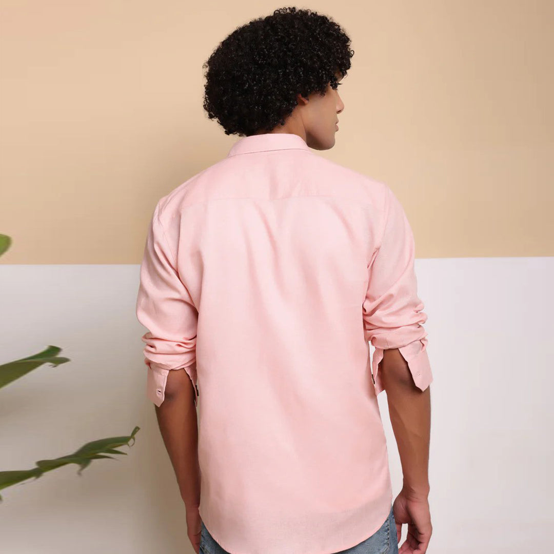 Men's Pure Linen Casual Shirt - Pink