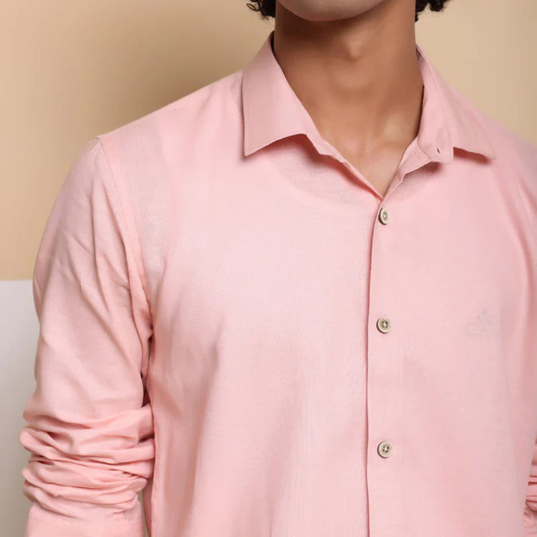 Men's Pure Linen Casual Shirt - Pink