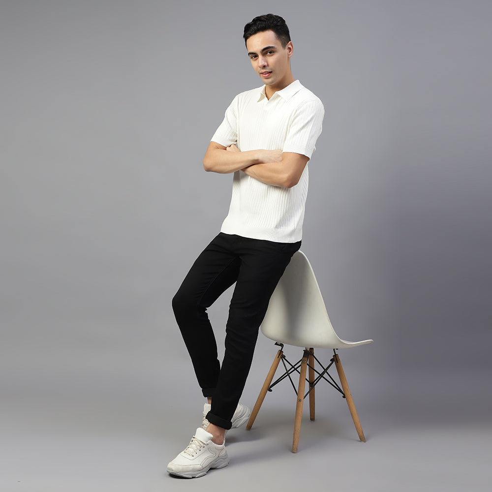 White Plain Lining Polo T-shirt