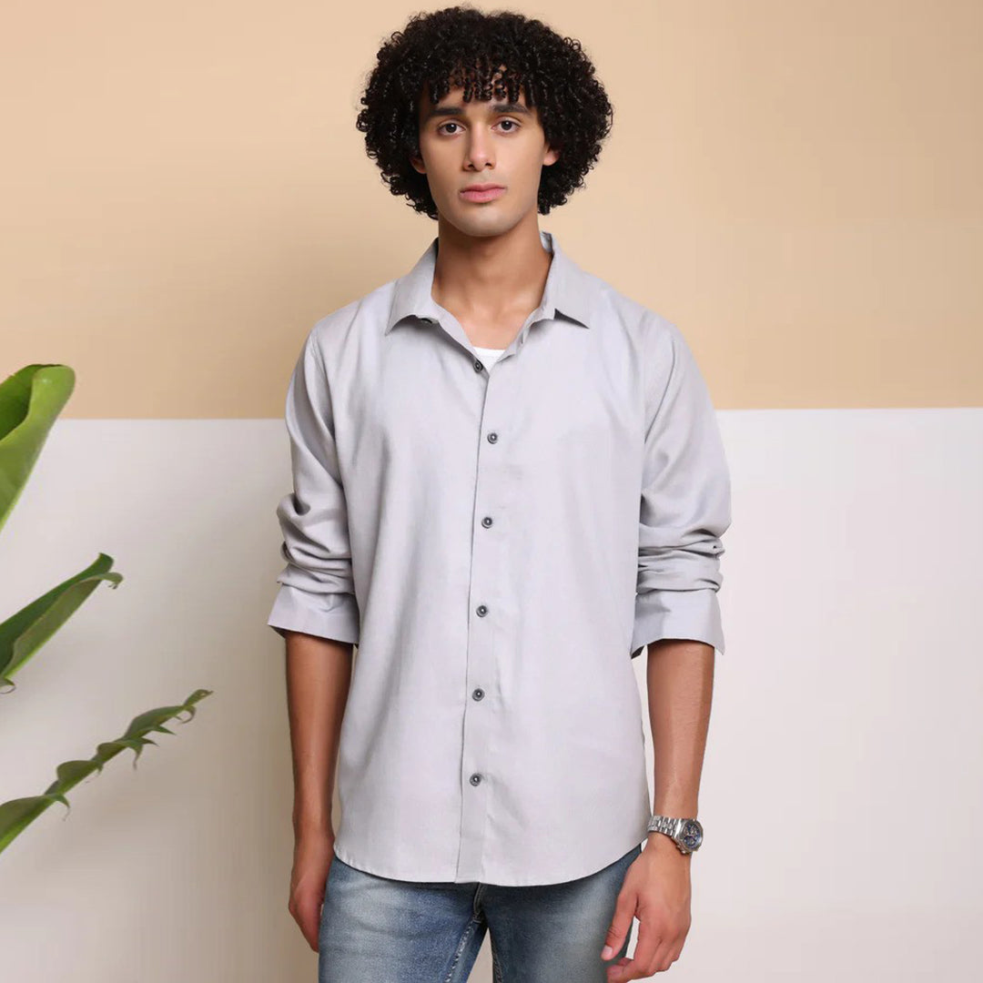 Men's Pure Linen Casual Shirt - Grey