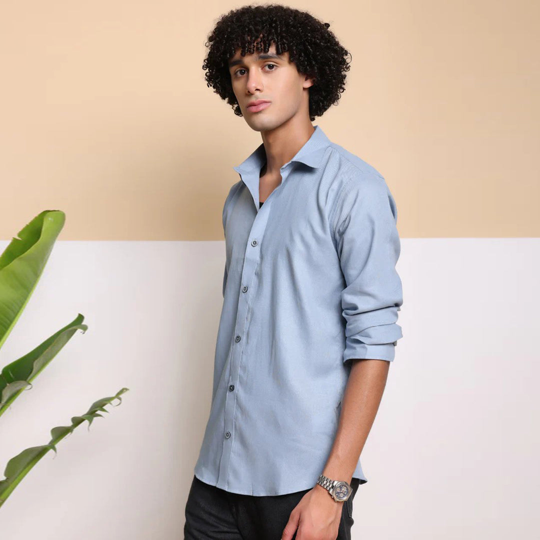 Men's Pure Linen Casual Shirt - Dark Sky