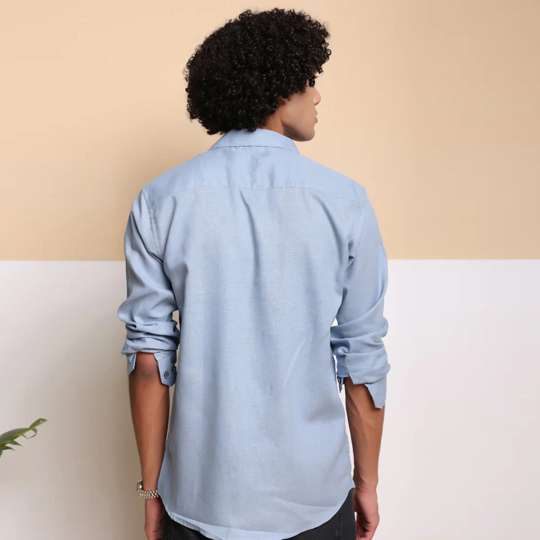 Men's Pure Linen Casual Shirt - Dark Sky