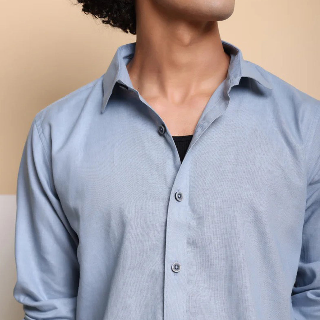 Men's Pure Linen Casual Shirt - Dark Sky