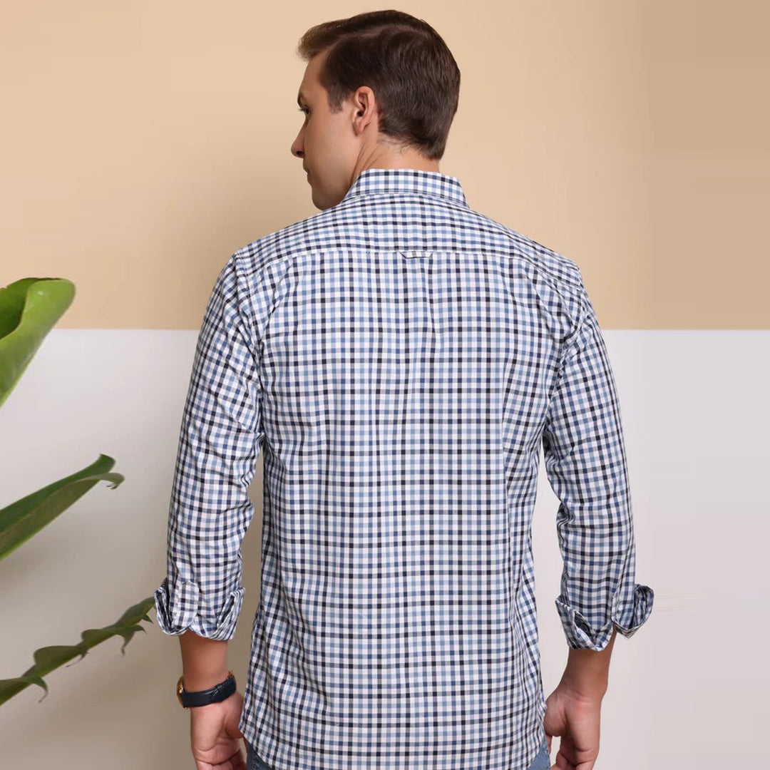 Check Regular Fit Cotton Shirt - Blue