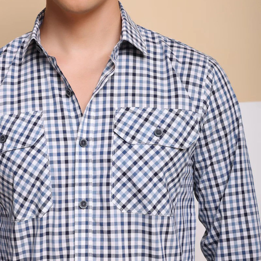 Check Regular Fit Cotton Shirt - Blue