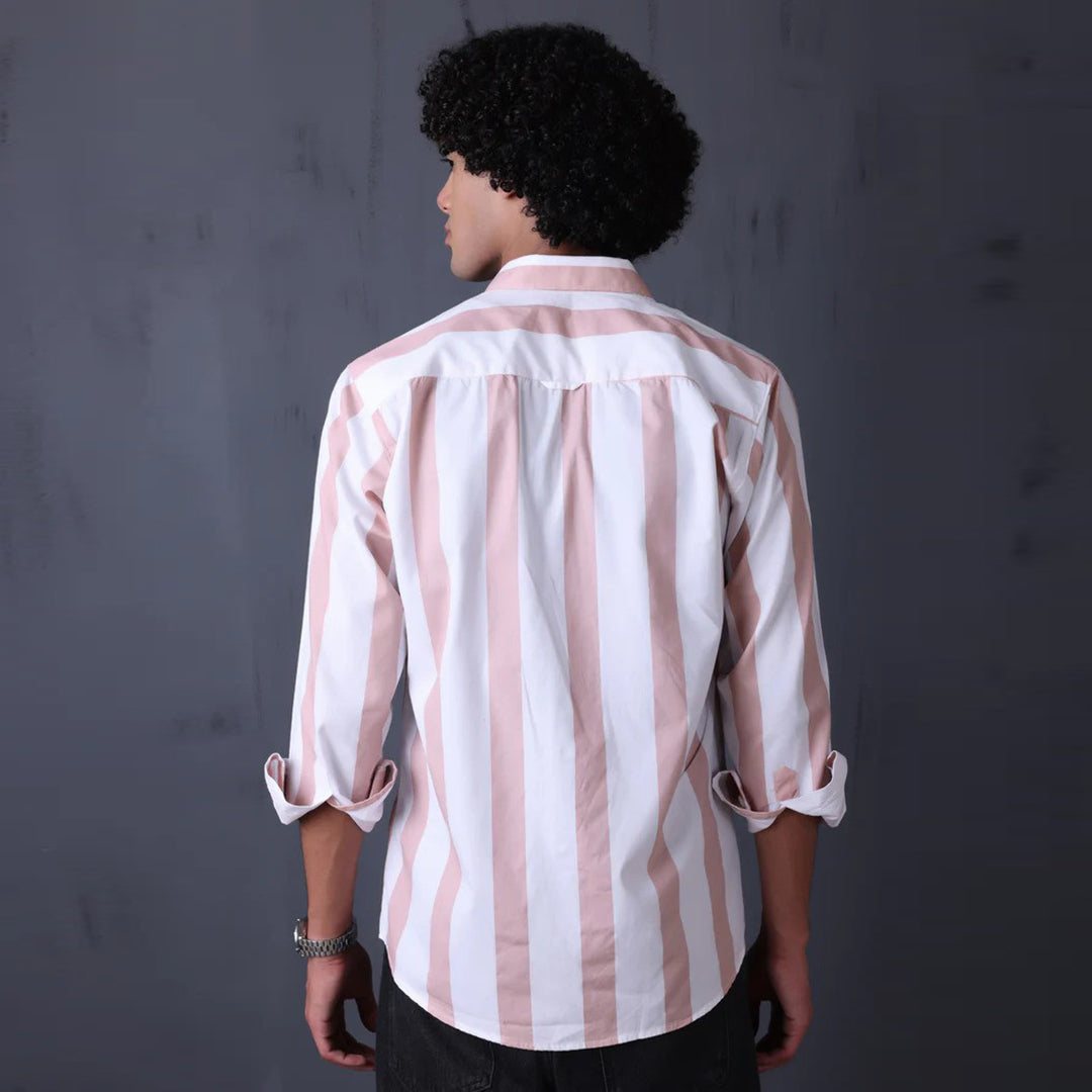 Stripe Casual Cotton Shirt (Peach)