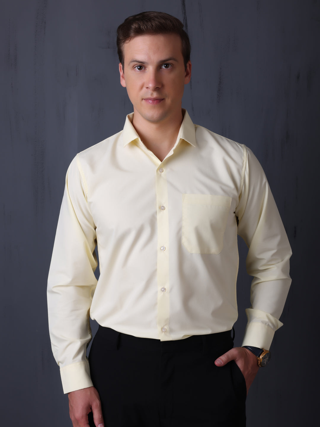 Single Pocket Formal Shirts - Yellow