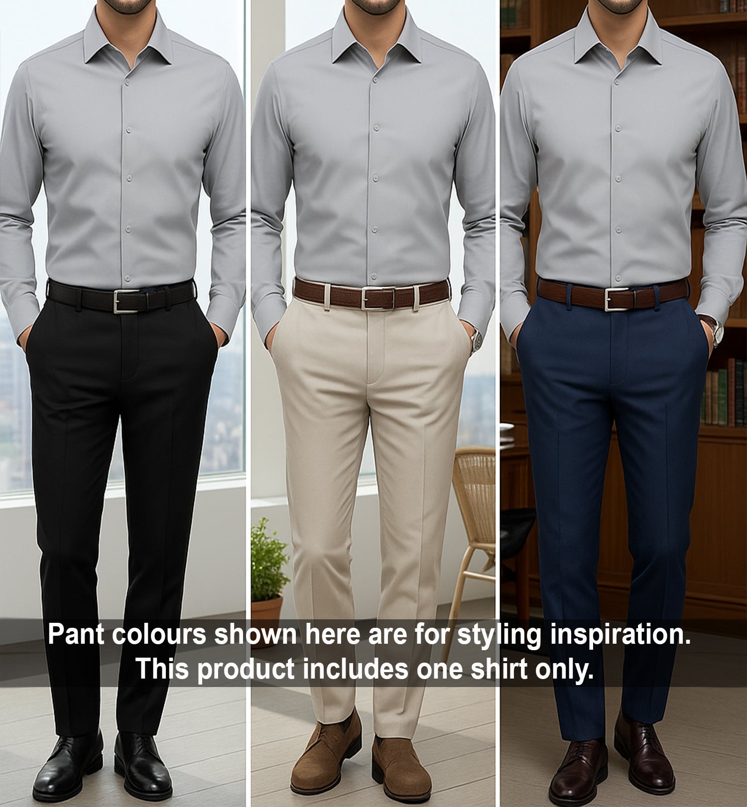 Men's Satin Lycra formal  Full Sleeve shirt Light Grey