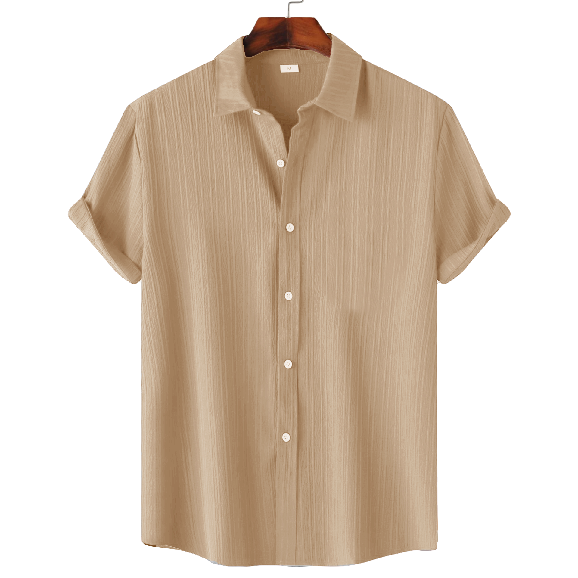 Men’s Textured Popcorn Half Sleeve Casual Shirt – Brown