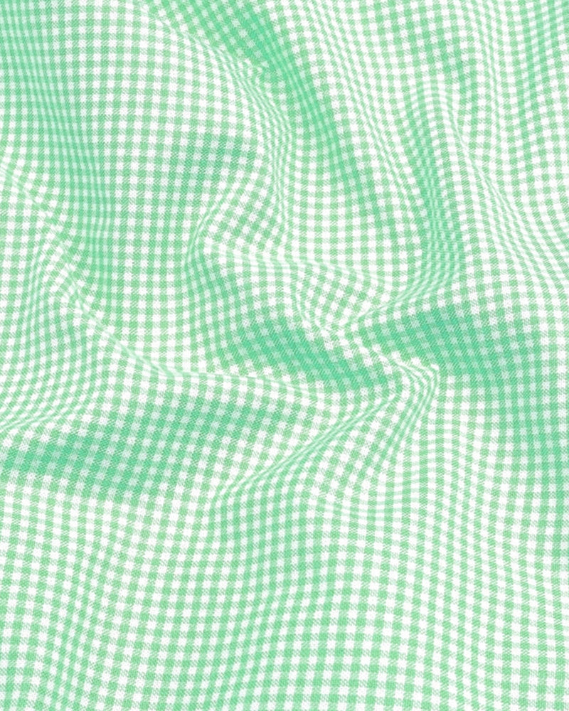 Oxford Cotton Check Shirt for Men |Slim fit | Light Green