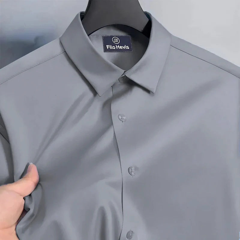 Men's Satin Lycra formal  Full Sleeve shirt Light Grey