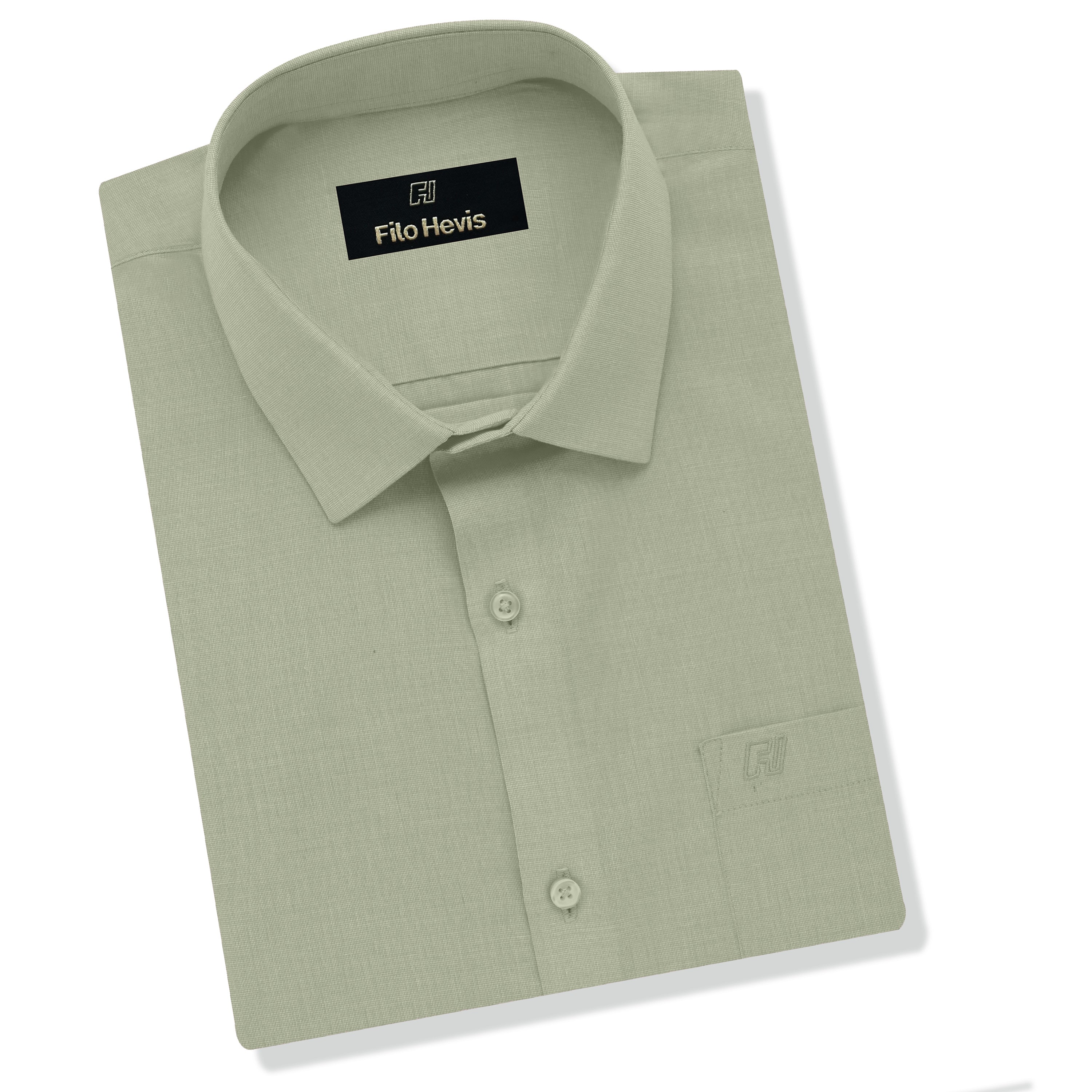 Filafil Fabric Regular Fit Single Pocket Formal Shirt Full Sleeve -Light Greyish Green