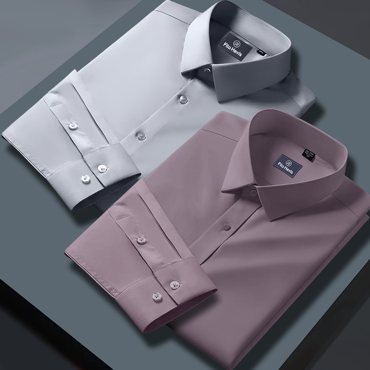 Combo of 2 Formal shirts Light Gray & Onion Colour