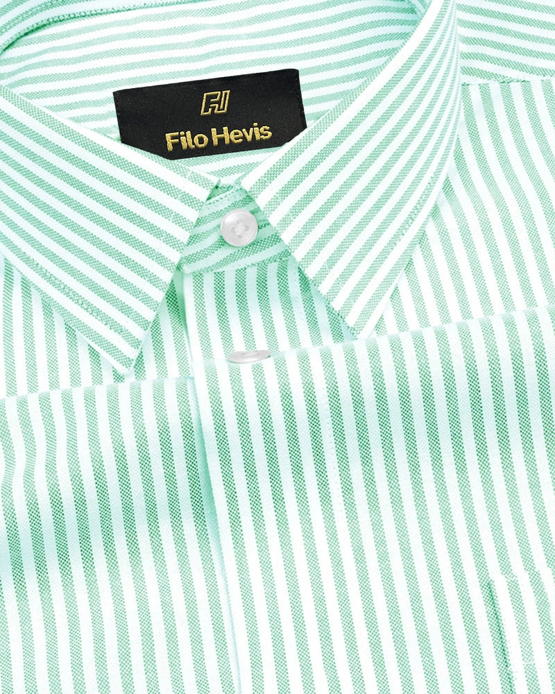Cotton Stripe Shirt for Men |Slim fit | Light Green