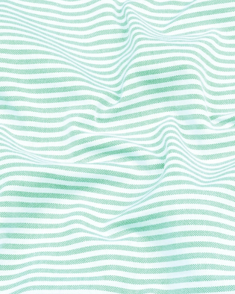 Cotton Stripe Shirt for Men |Slim fit | Light Green