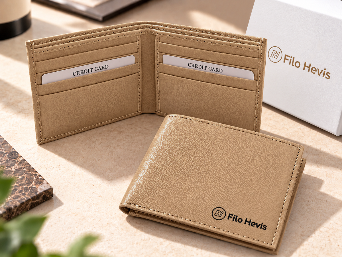 Textured Tan Wallet for Men | Stylish Bifold Wallet with Multiple Card Slots