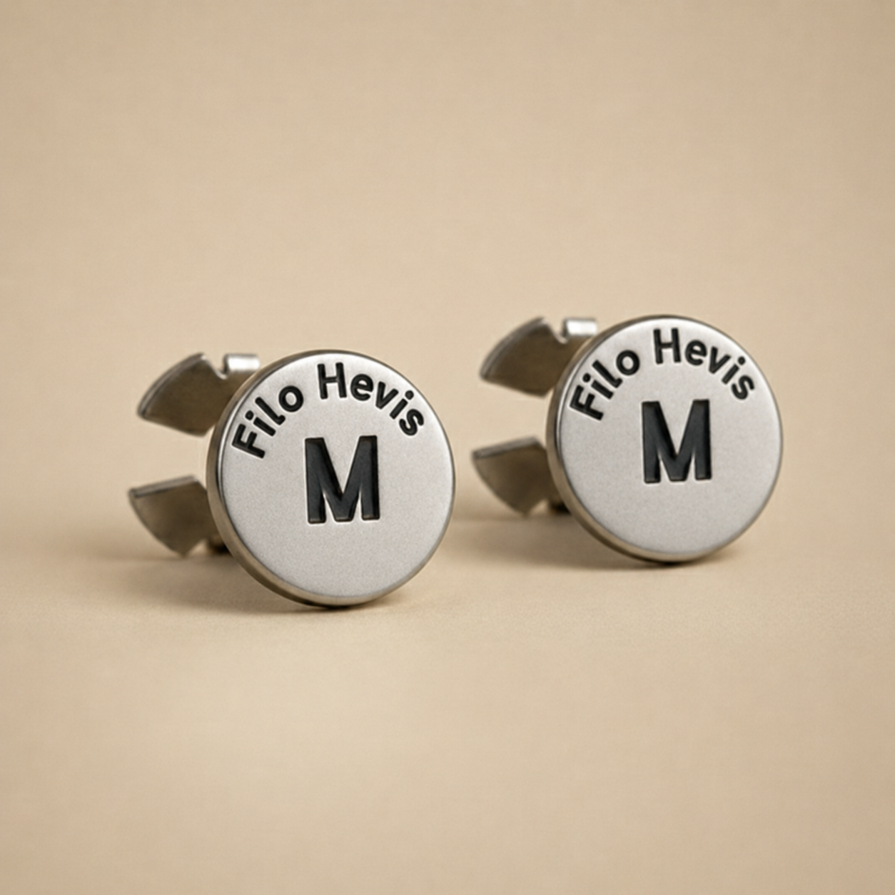 Filohevis Personalised Silver Initial Cufflinks – M | Engraved Letter Unisex Metal Cufflinks | Formal Shirt Accessory (1 Pair)
