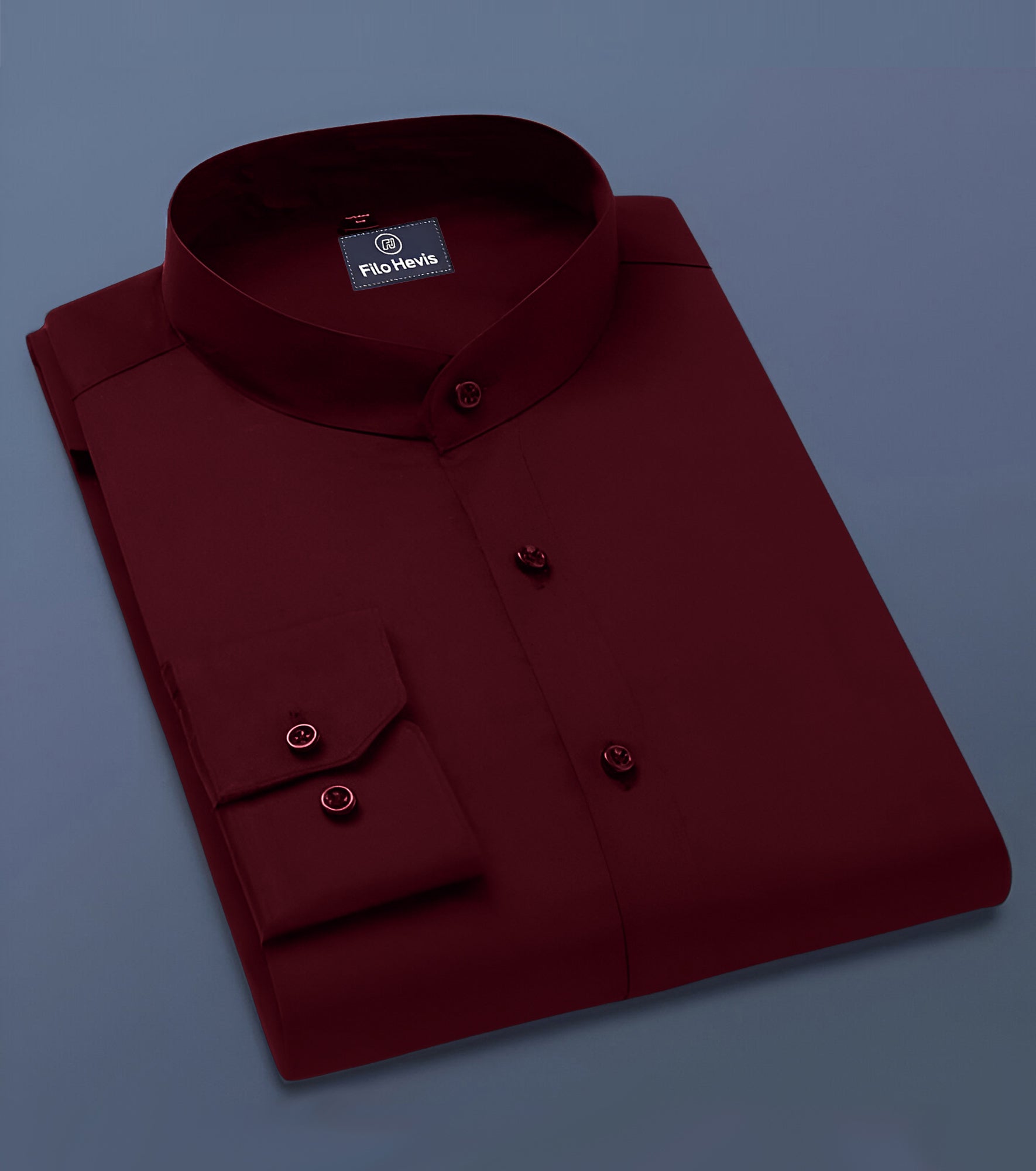 Men's Full-Sleeve Mandarin Collar Solid Regular Fit Casual Shirt-Maroon