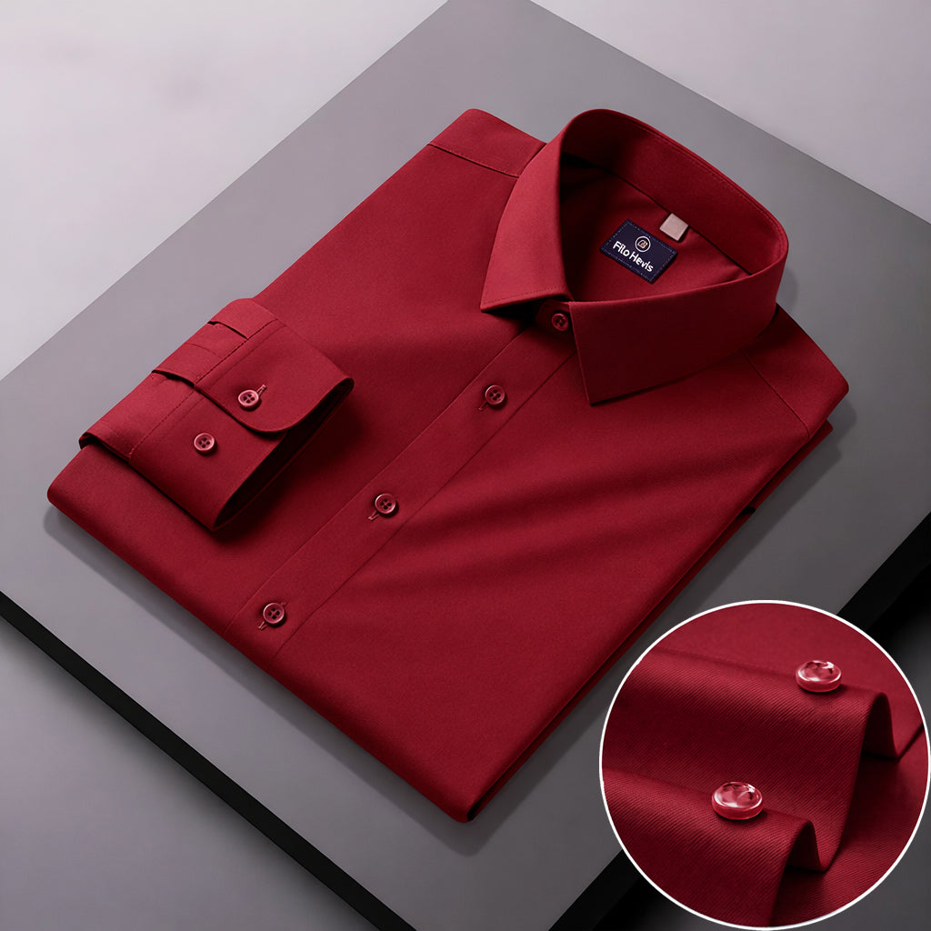 Men's Formal Regular Fit Cotton Full Sleeve Shirt - Maroon