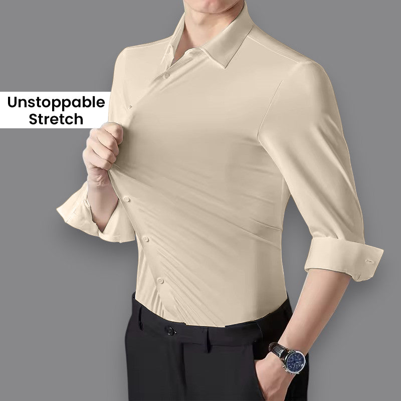 Men Mustang Lycra Soft Stretchable Shirt- Beige