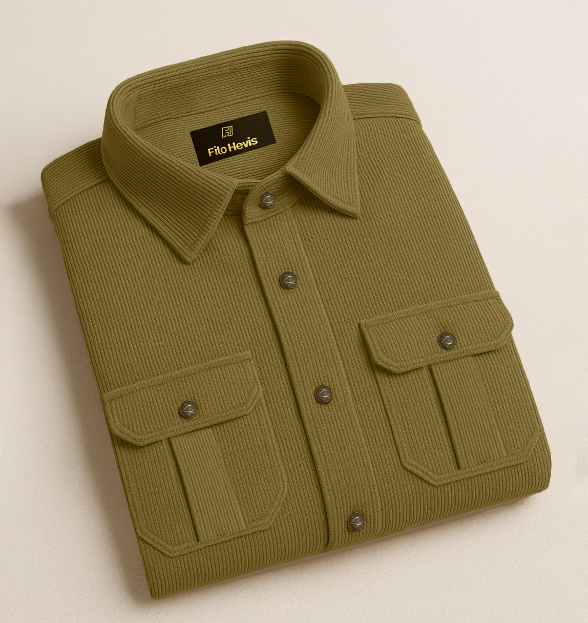 COTTON CORDUROY SHIRT FOR WINTER STYLE | 21-WALES CORDUROY | DOUBLE POCKET | Mustard